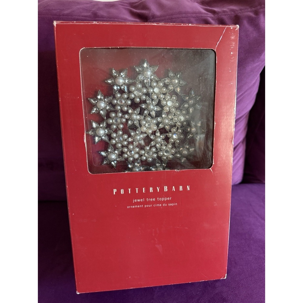 NIB Pottery Barn Jewel Jeweled Snowflake Christmas Tree Bling Bedazzled Pearls